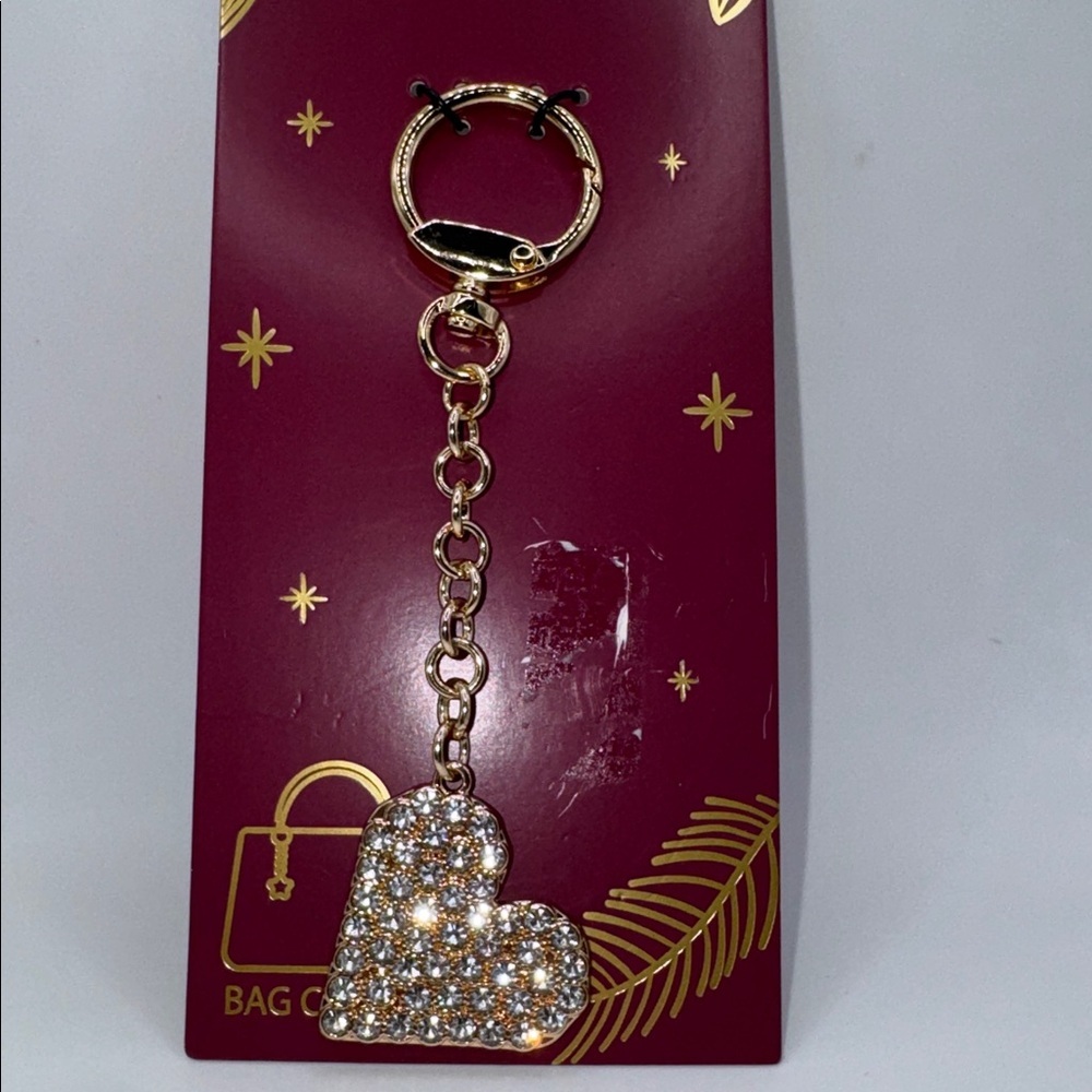 Jeweled Heart Bag Charm Keychain - Picture 2 of 3
